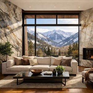 Large Format Slabs for Seamless Mountain Views in Aspen Homes