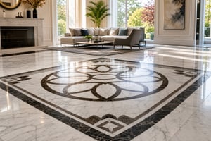 The Return of the bordered floor: Rug-inlays with Tile