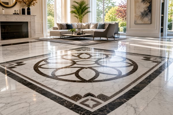 The Return of the bordered floor: Rug-inlays with Tile