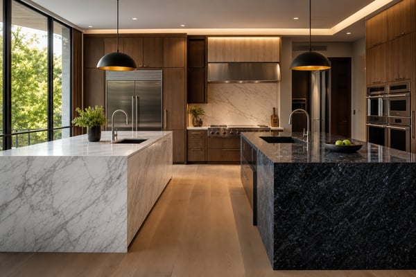 The Double Island Kitchen: Cladding Surfaces in Stone