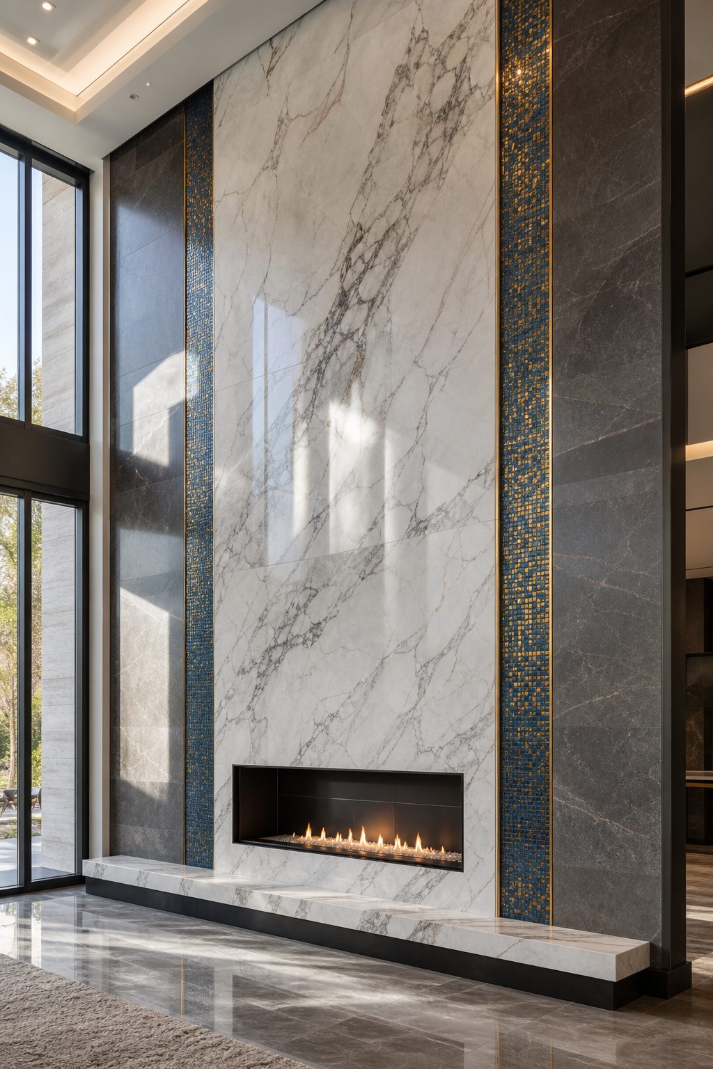 Fireplace Feature Walls: Floor-to-Ceiling Drama