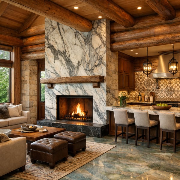 Luxury Log Home Updates: Replacing Wood with Stone Textures