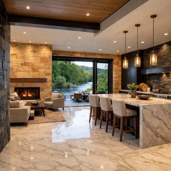 Riverfront Homes in Basalt: Incorporating Organic Stone Elements