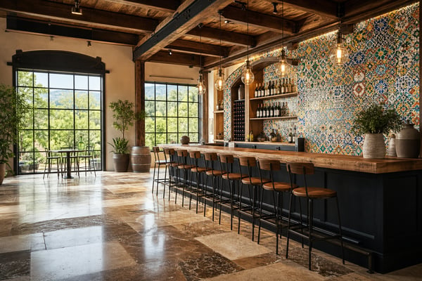 Winery and Brewery Tasting Rooms: Rustic Industrial Tile