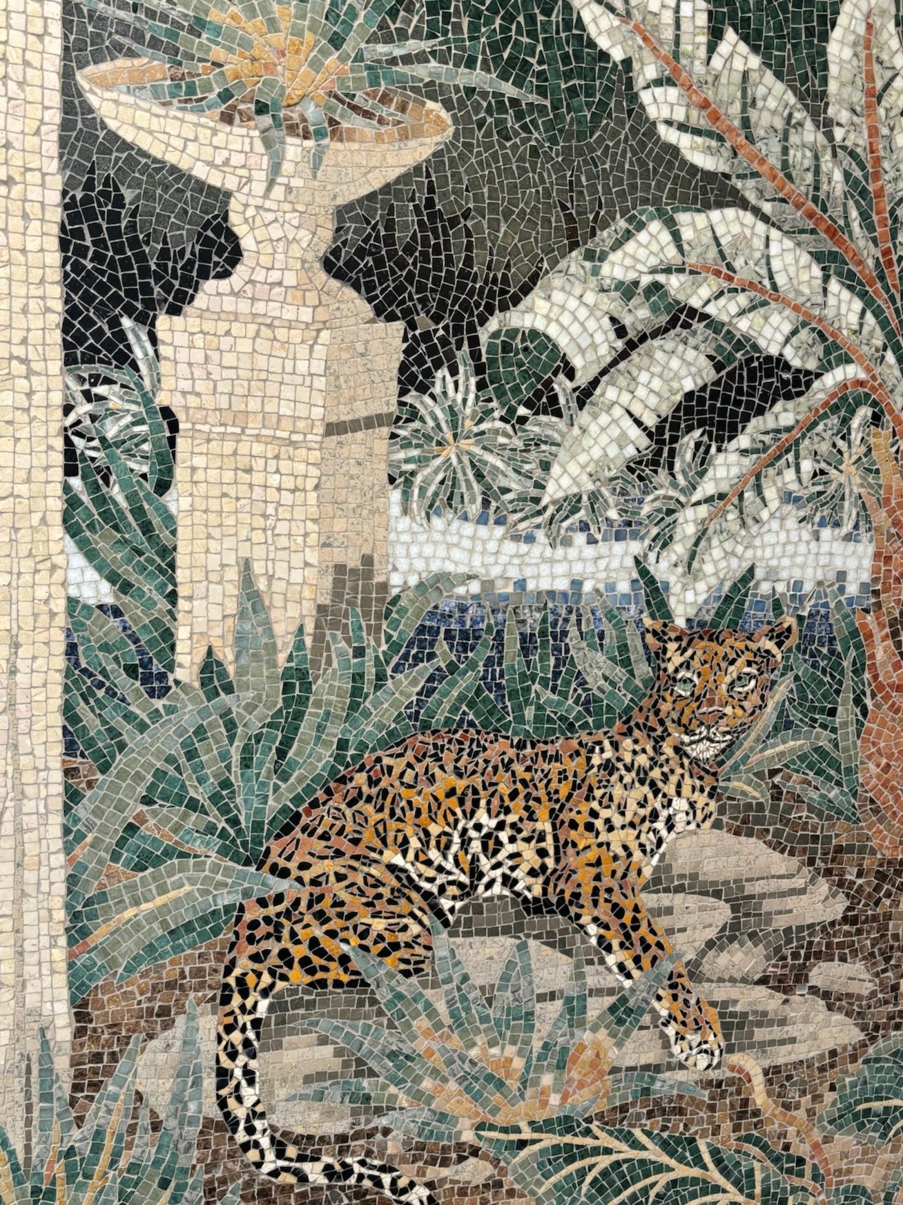 custom hand-clipped cheetah mosaic by New Ravenna