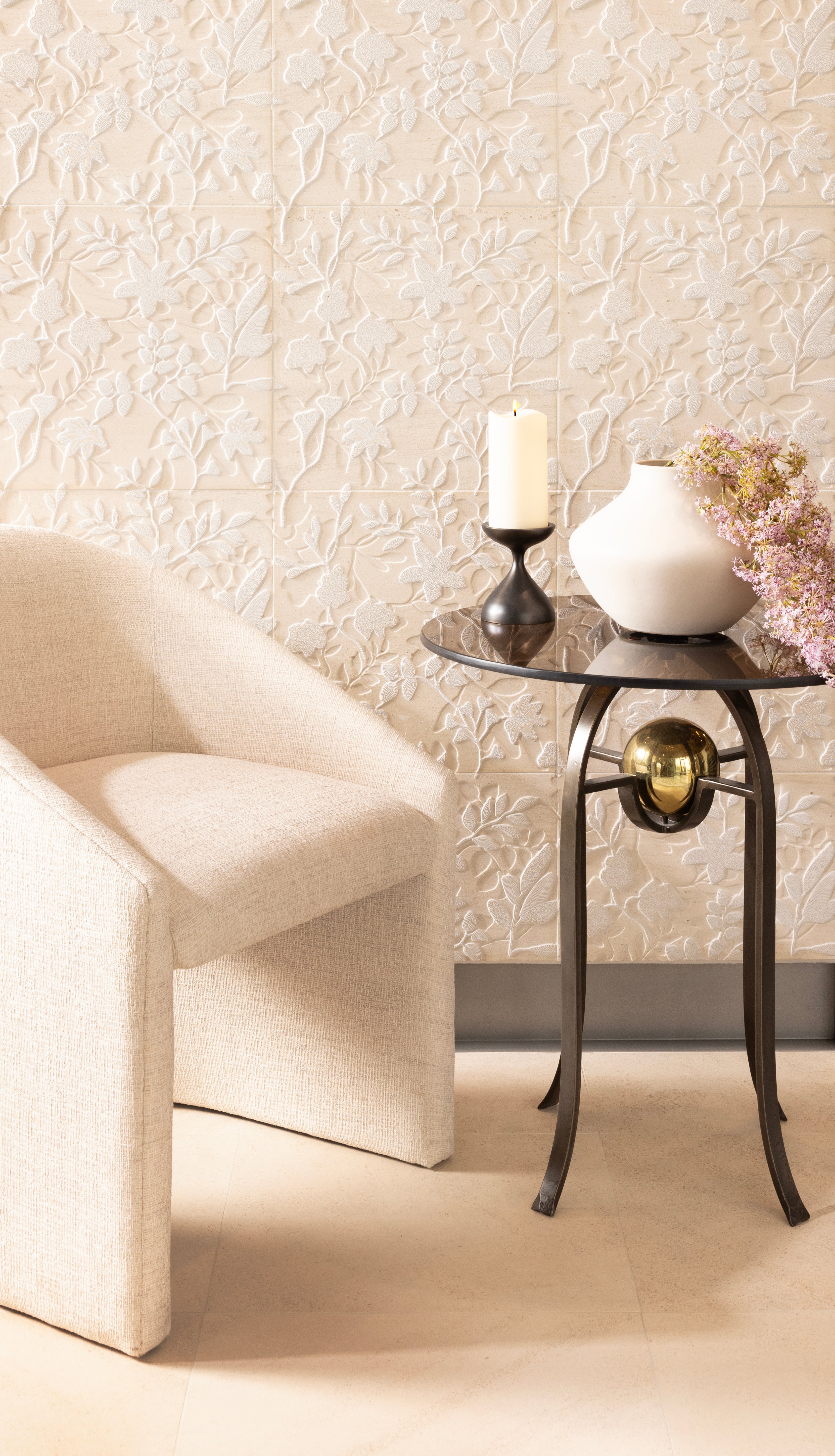 Lori_Weitzner_Sanctuary_SWZSANCMOC16_Cappuccino_Limestone_SCAPPH18_Lounge_Paramus_Showroom