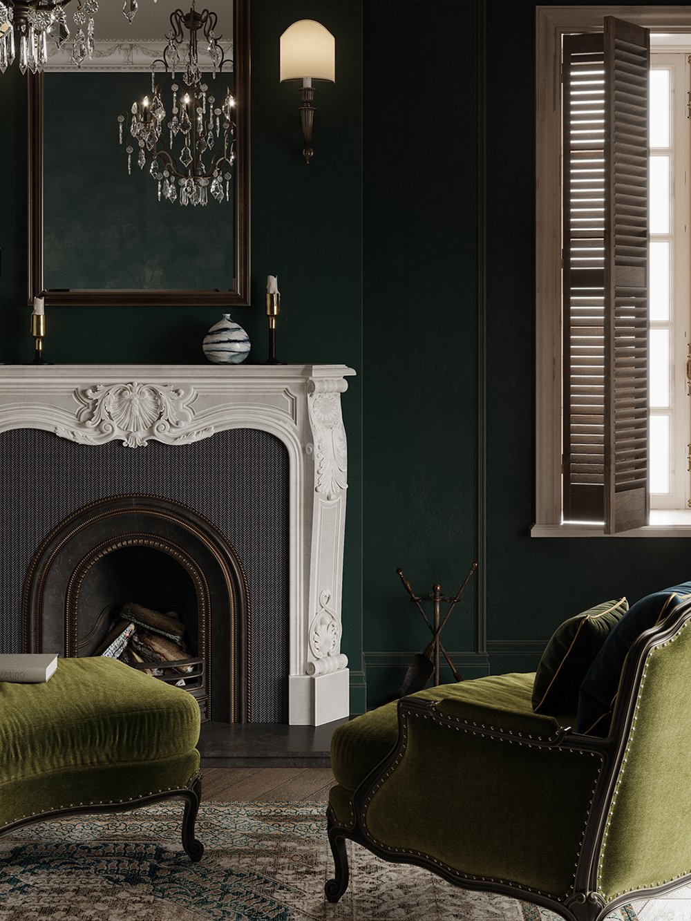 SanMarino_GlassTile_Sapphire_HerringboneMosaic_LivingSpaces