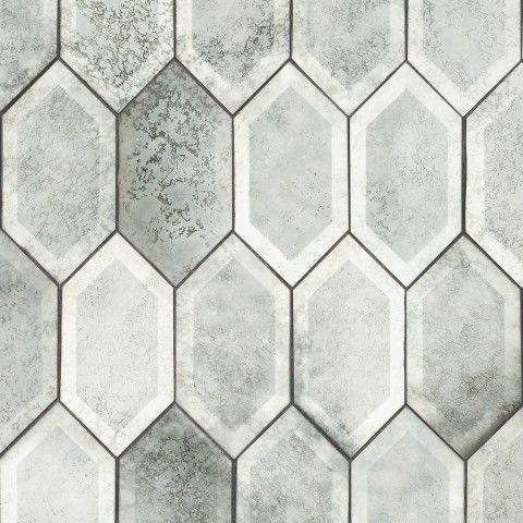 artistic tile elongated hex in antique mirror glass