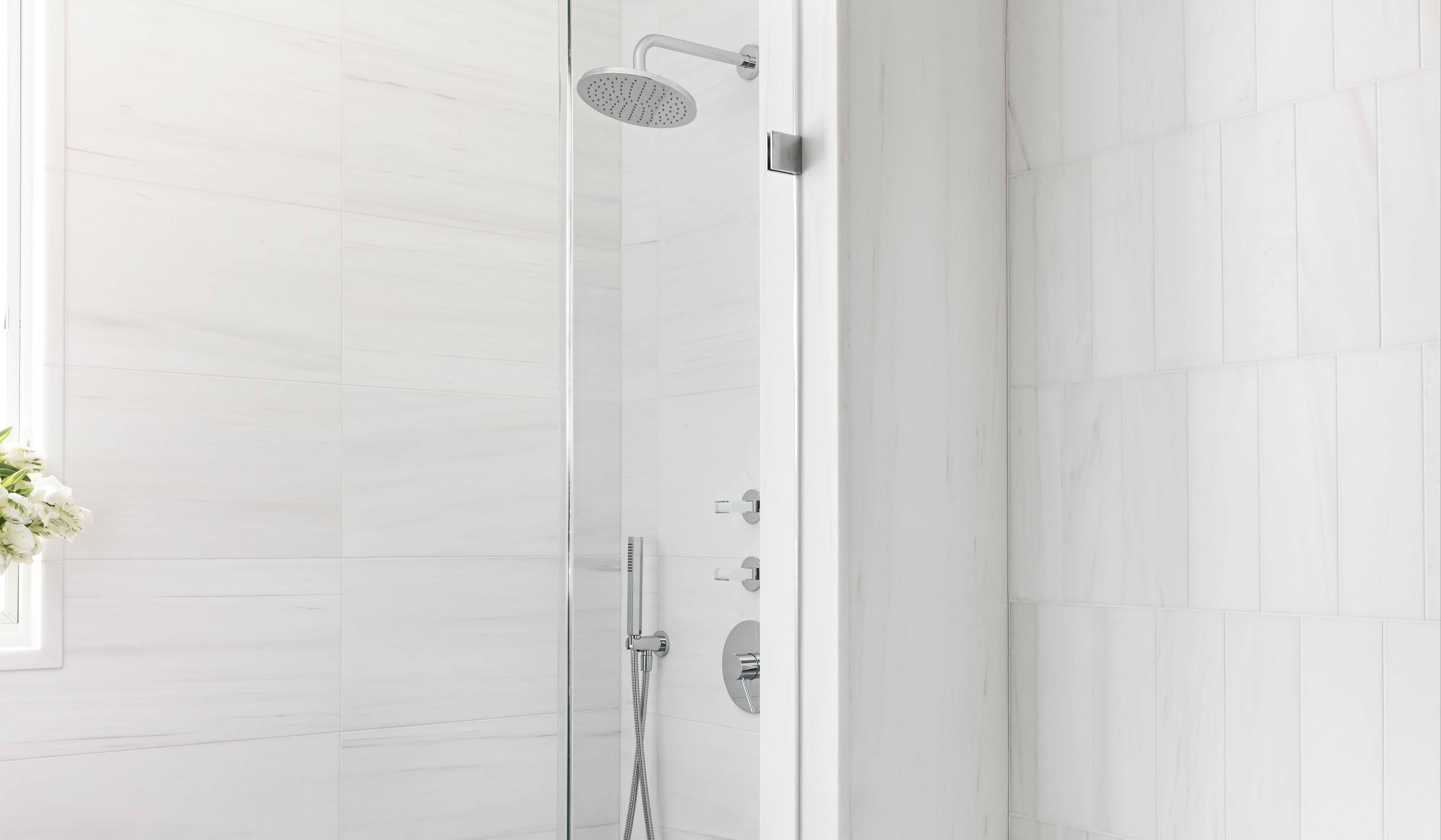 white marble shower - blog header
