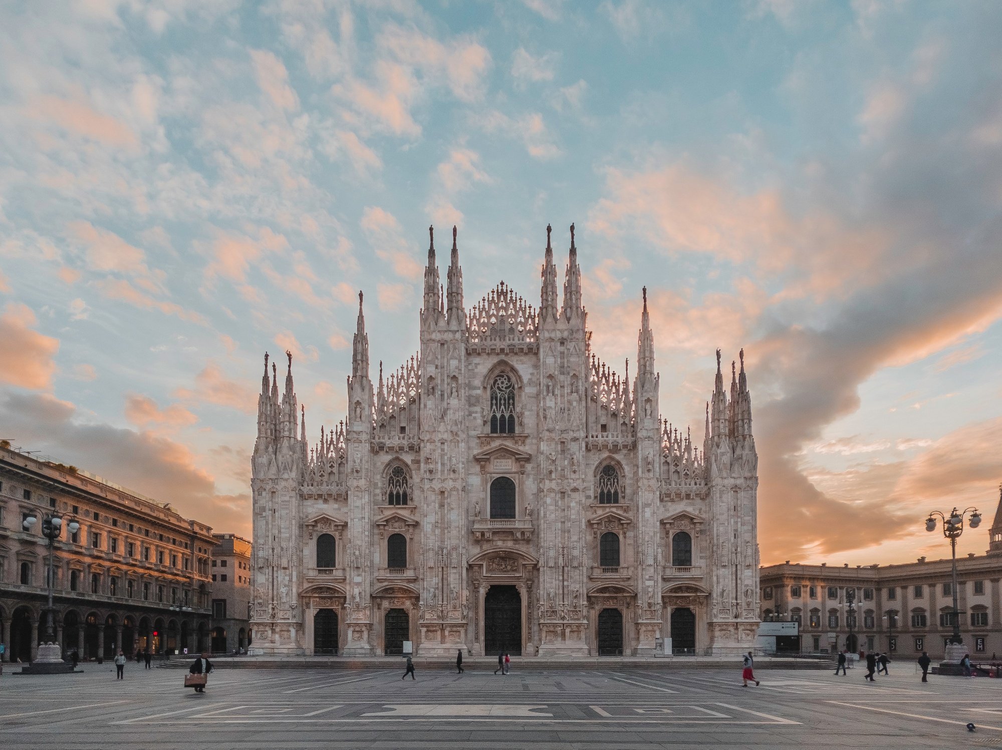 Duomo at sunset in Milan, Italy
